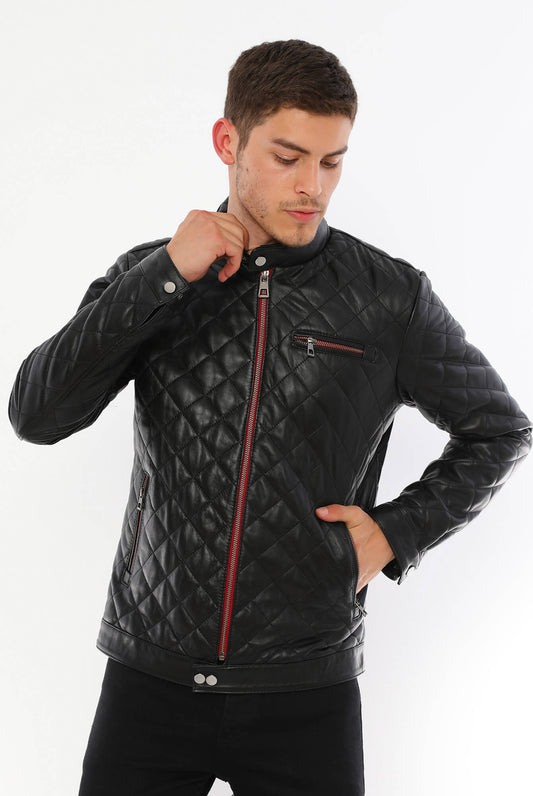 Leonardo Black Genuine Leather Jacket