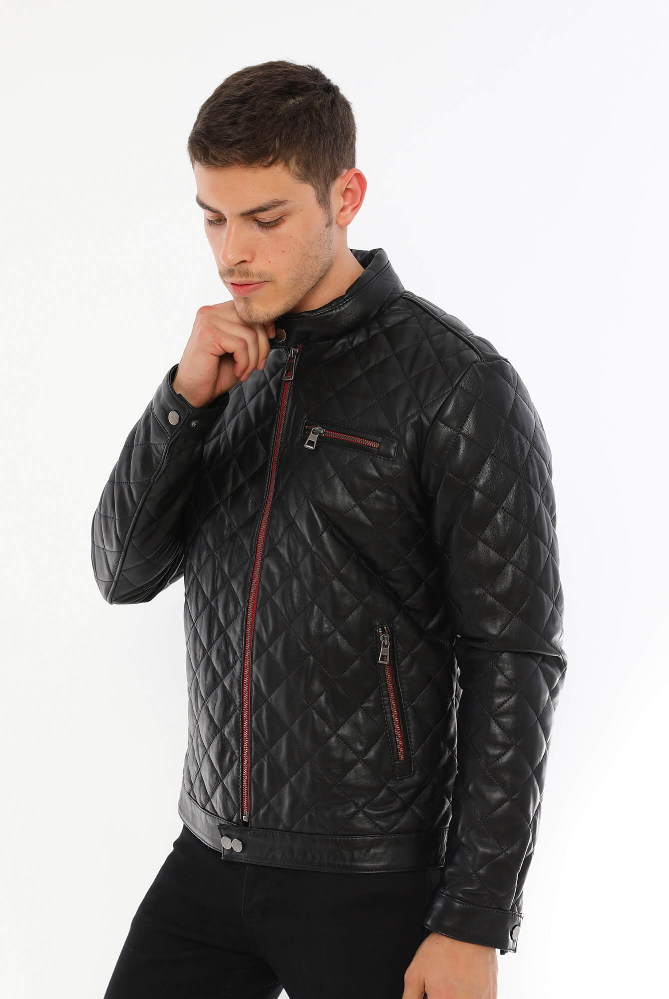 Leonardo Black Genuine Leather Jacket