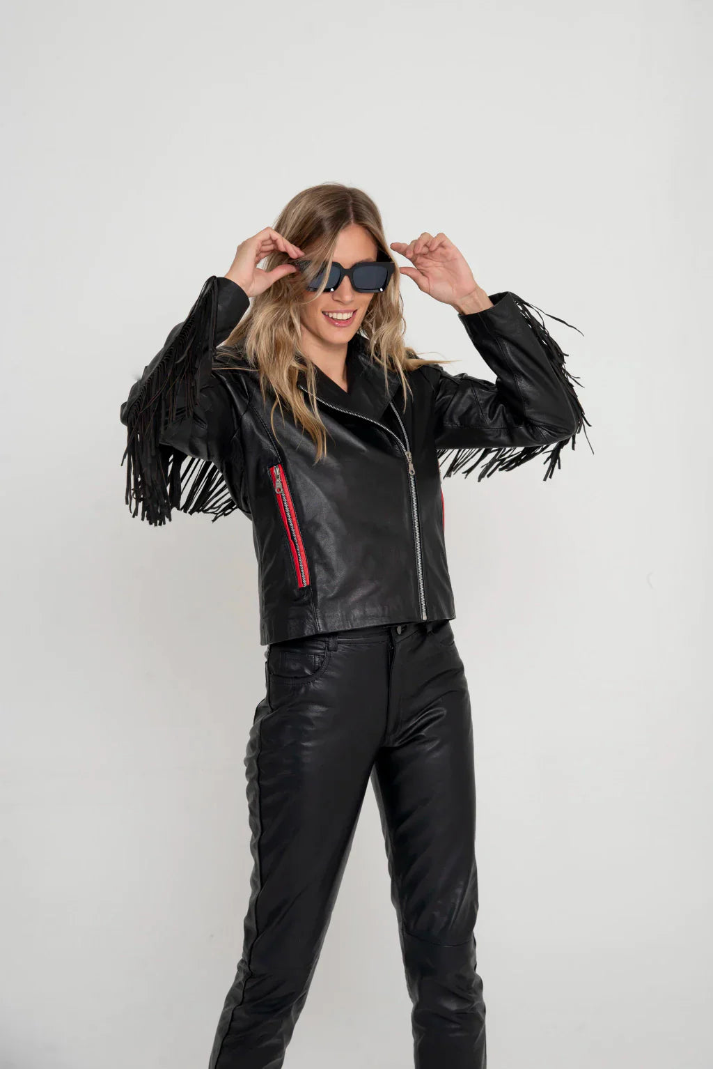Black Bohemian Biker Leather Jacket