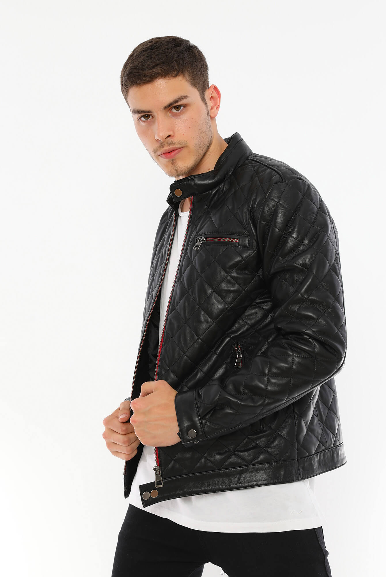 Leonardo Black Genuine Leather Jacket