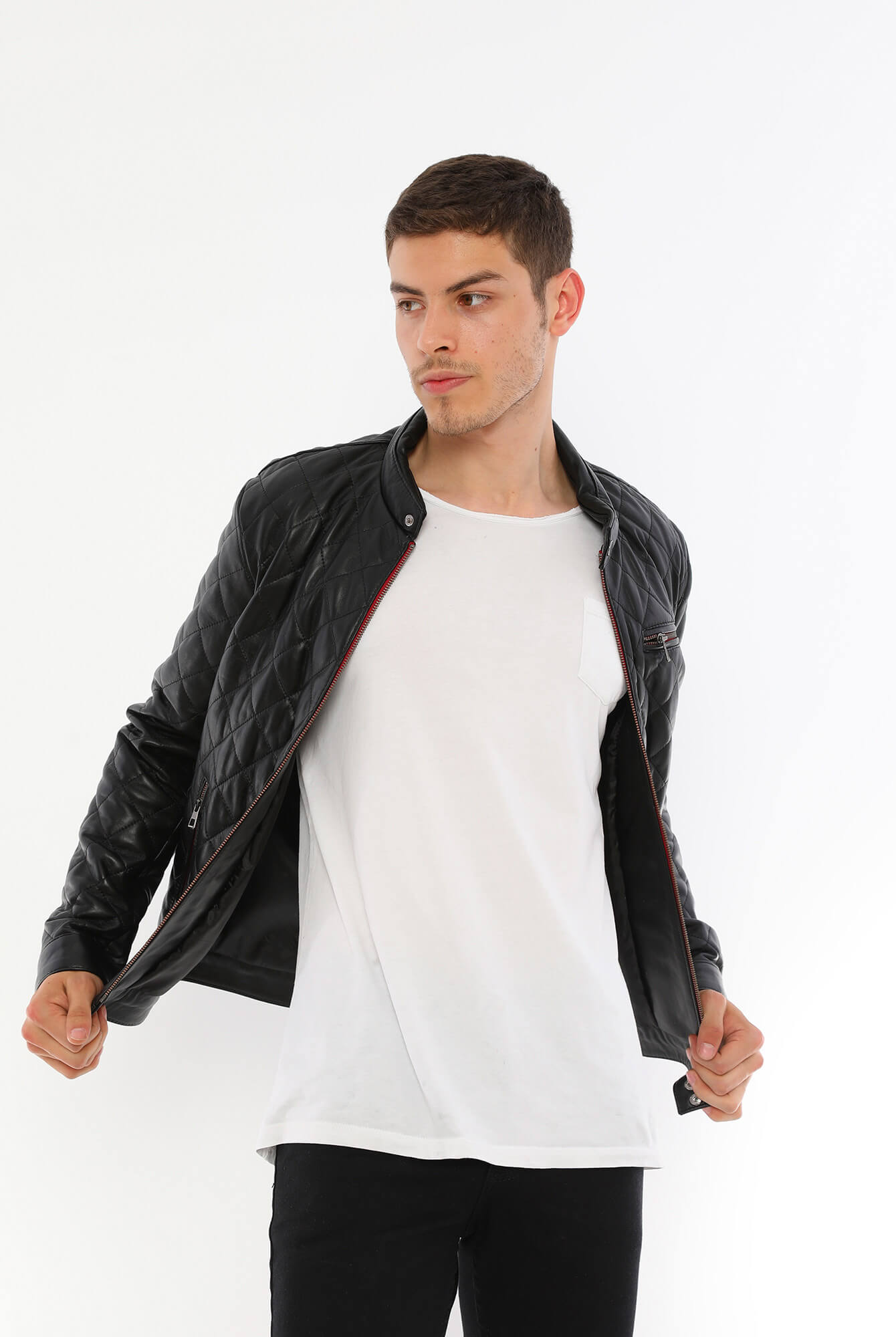 Leonardo Black Genuine Leather Jacket