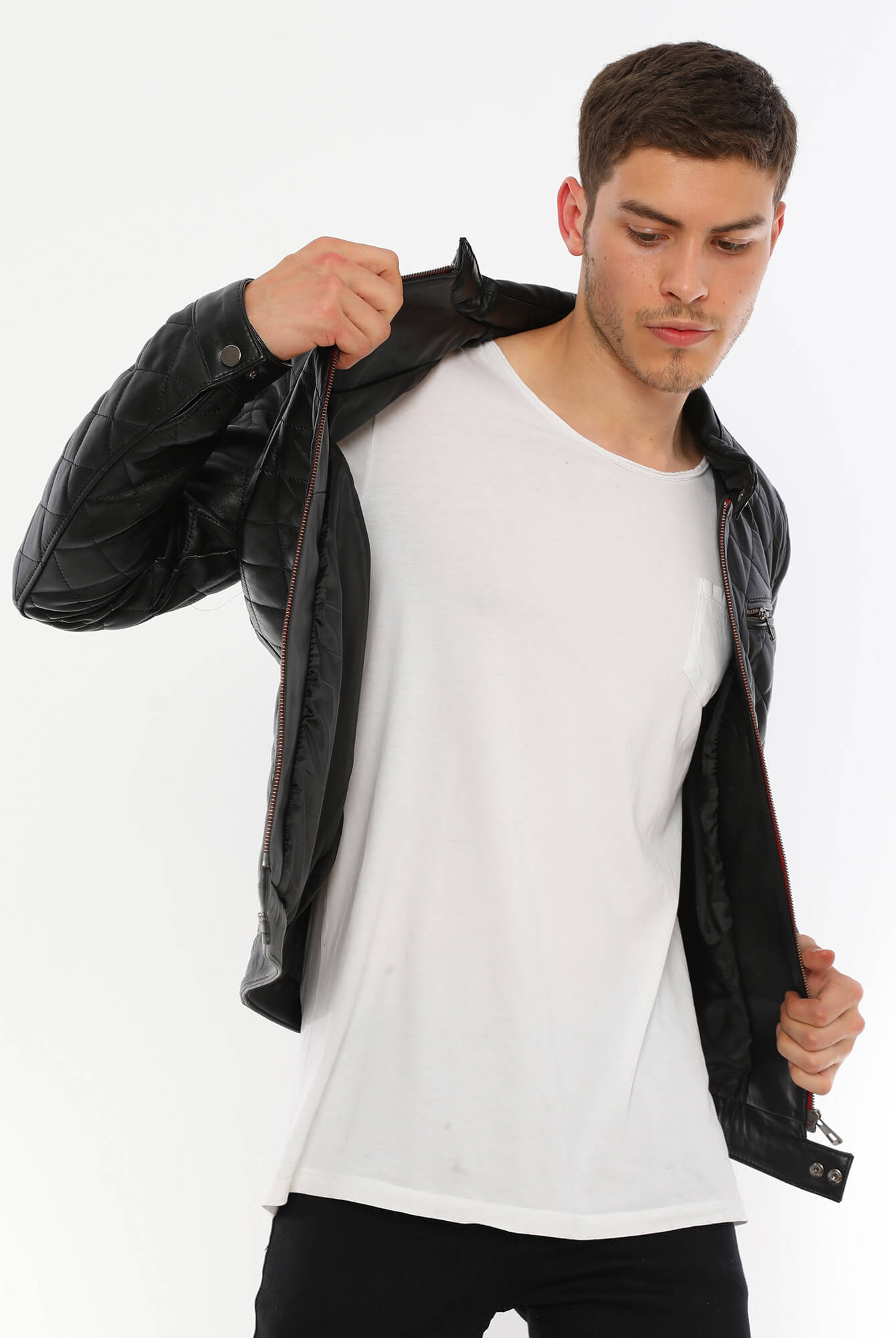 Leonardo Black Genuine Leather Jacket
