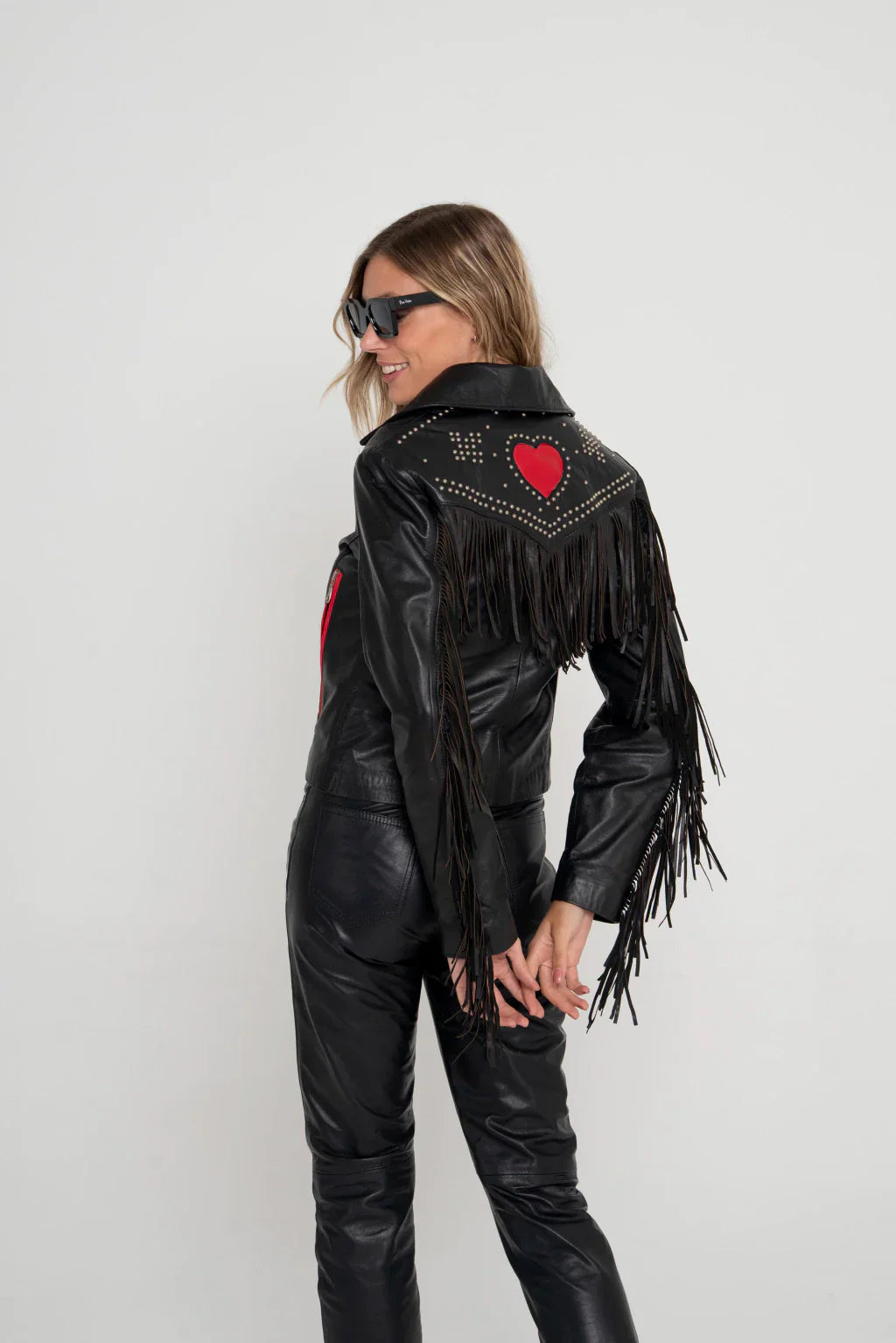 Black Bohemian Biker Leather Jacket
