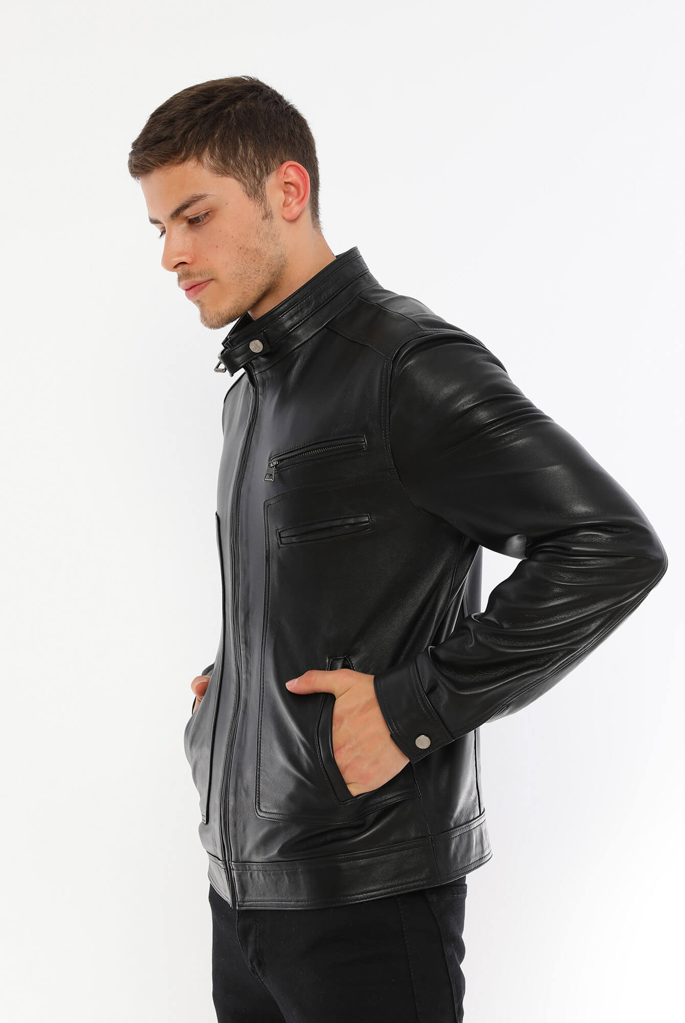 Pedro Black Leather Jacket For Men