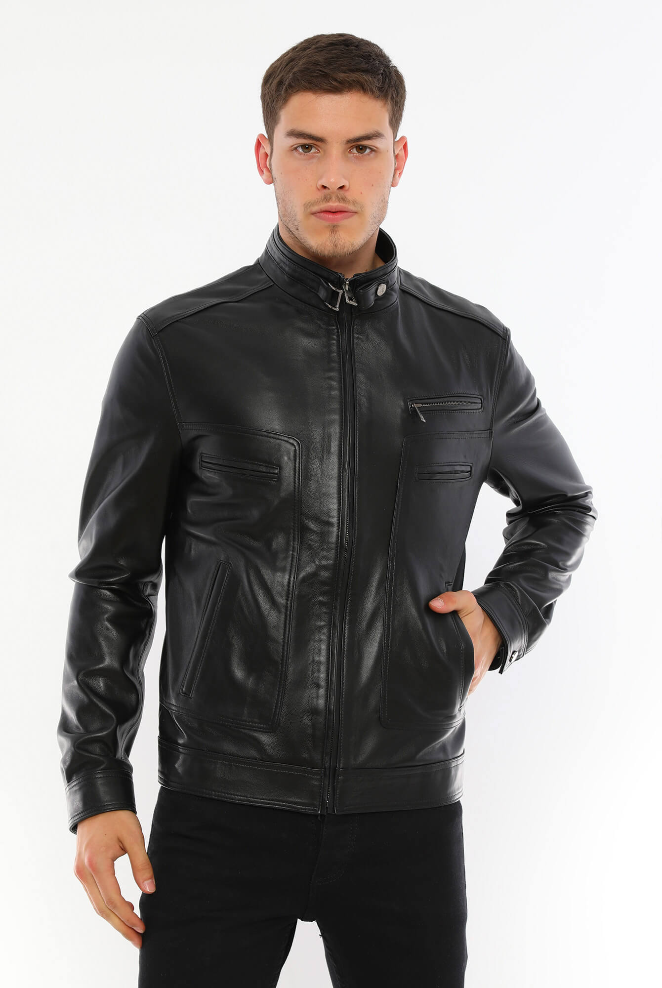 Pedro Black Leather Jacket For Men