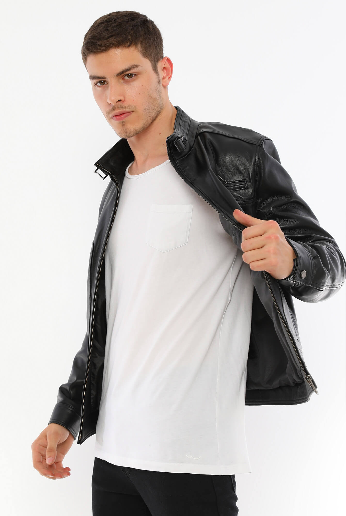 Pedro Black Leather Jacket For Men