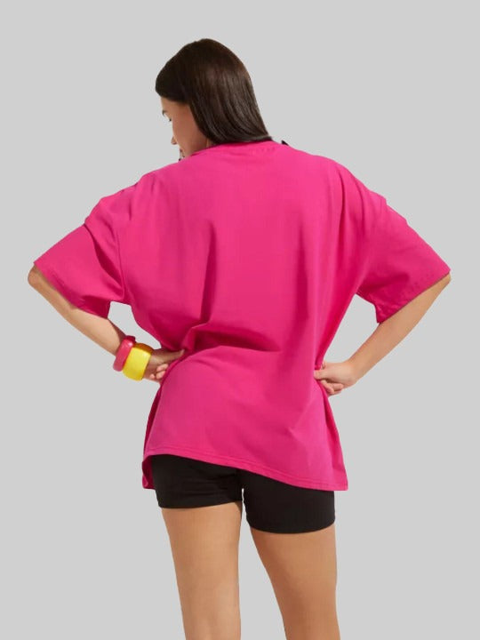 Women Typography Printed Round Neck Cotton Oversized T-Shirt – Trendy Casual Wear Pakistan