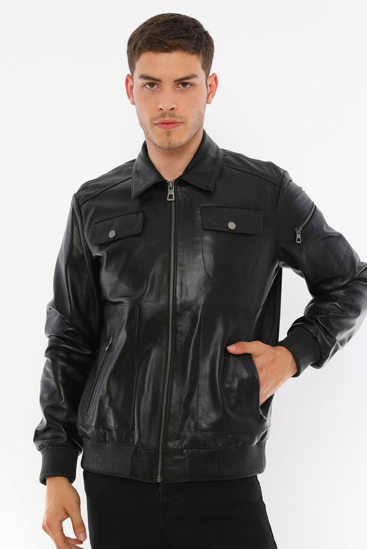 Thomas Black Leather Jacket For Men's