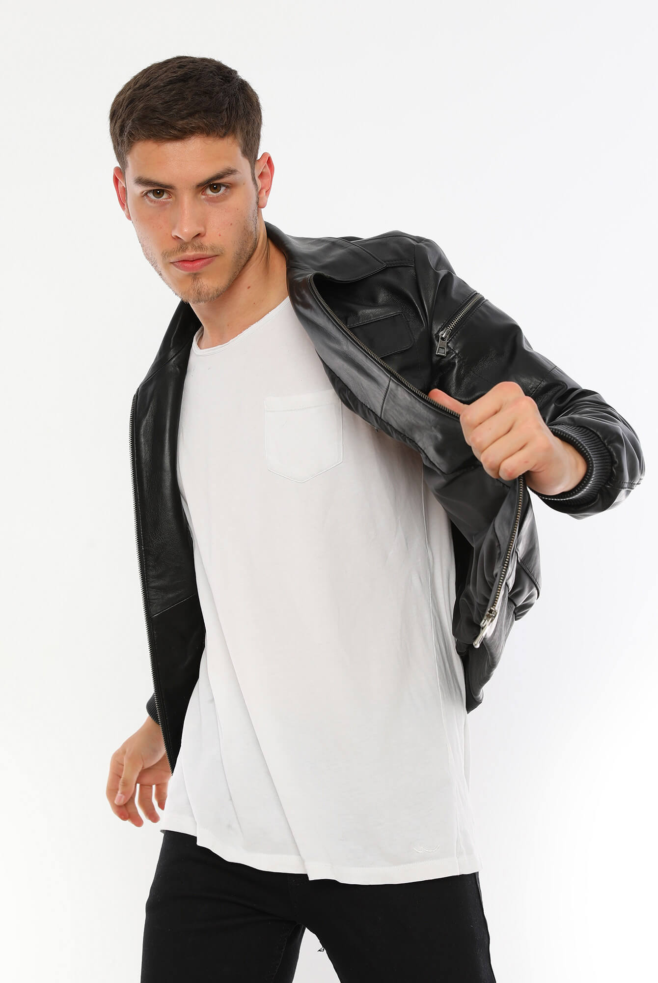 Thomas Black Leather Jacket For Men's