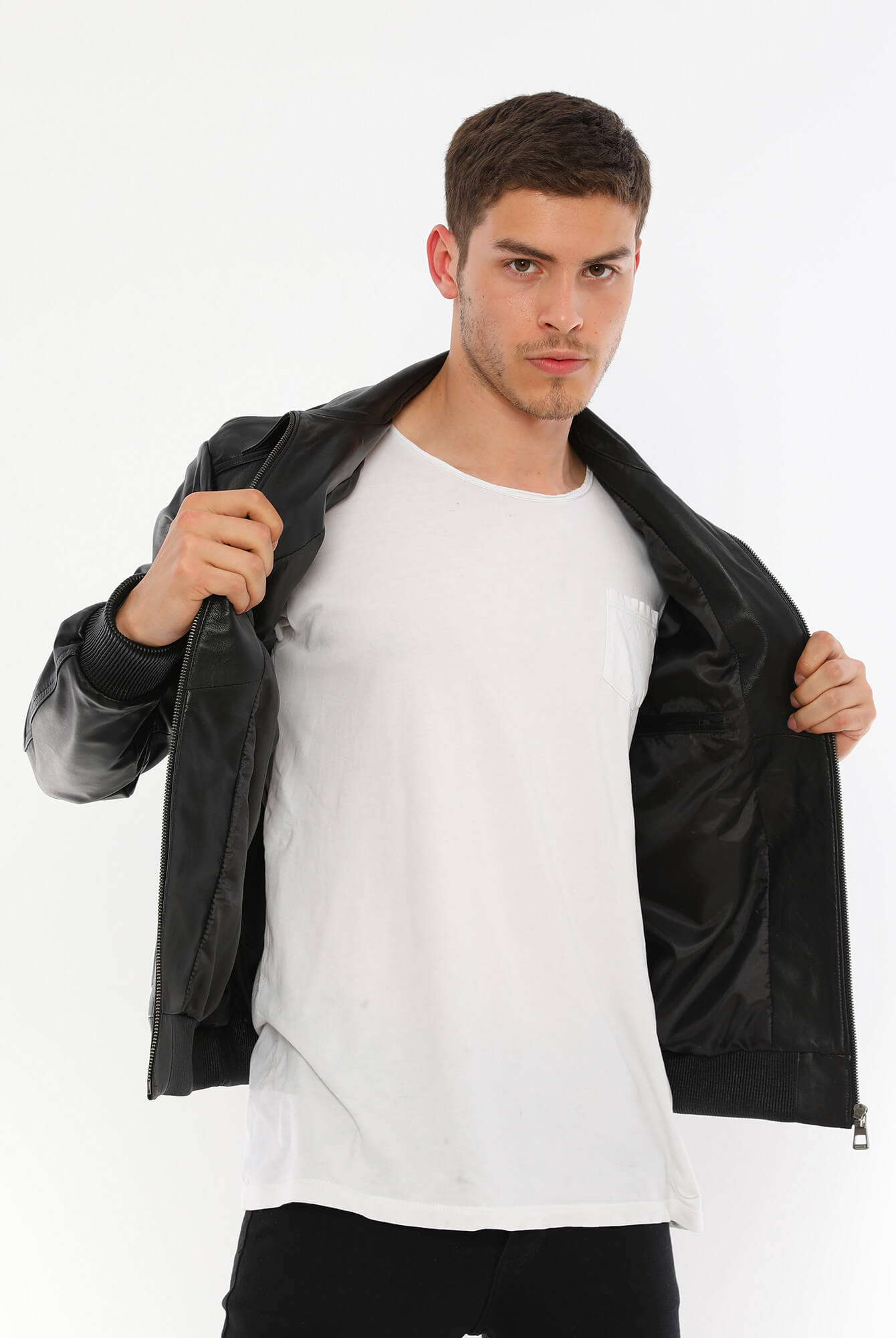 Thomas Black Leather Jacket For Men's