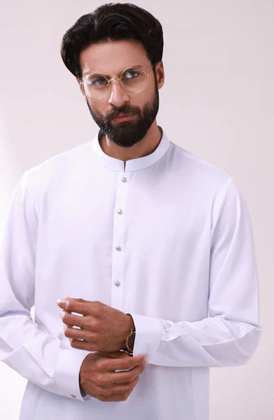 Trendy White Shalwar Suit For Men's