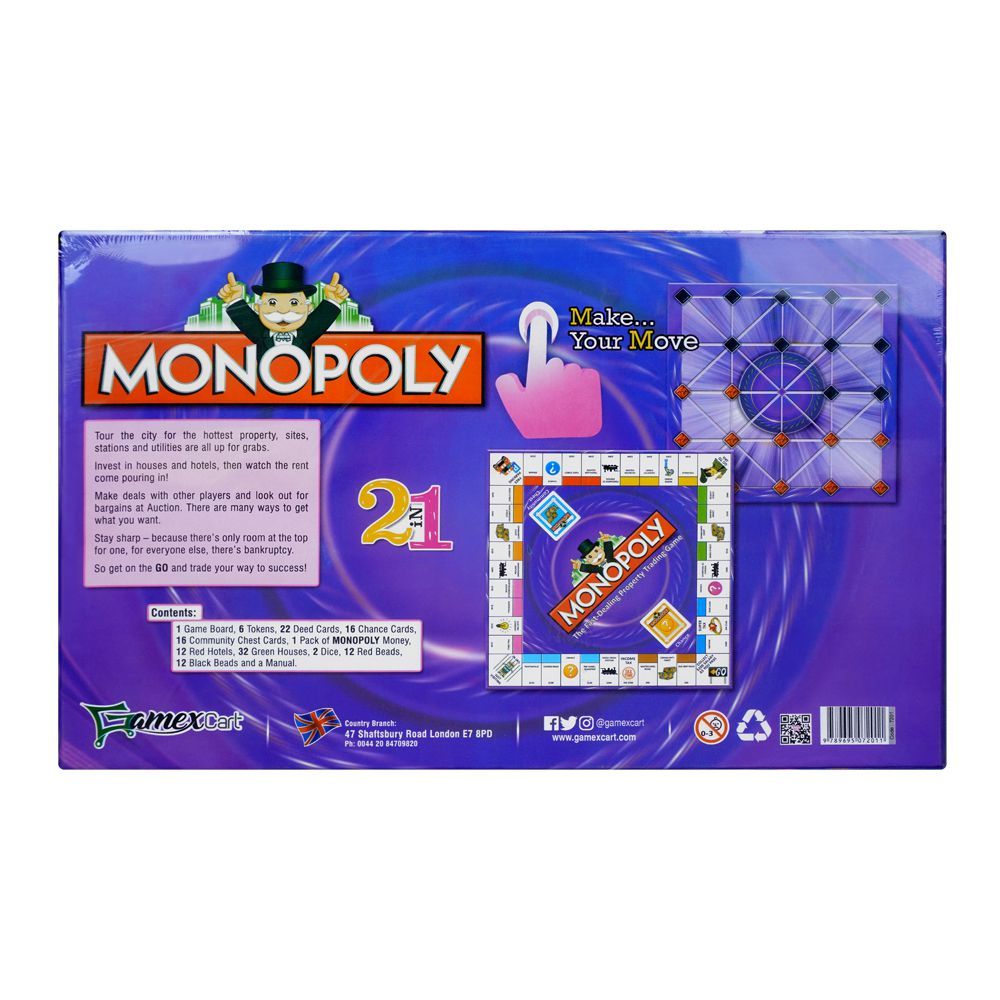 2-In-1 Monopoly Board Game, For 7+ Years