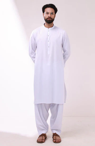 Trendy White Shalwar Suit For Men's