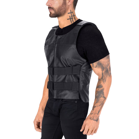 Ace Revolver Genuine Leather Motorcycle Vest for Men