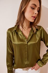 Green Light Flowing Silk Shirt for Women – Elegant & Luxurious