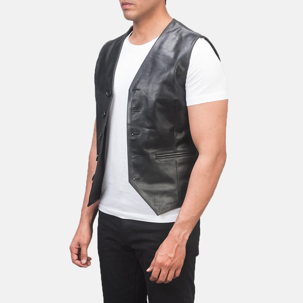 Black Premium Genuine Leather Vest