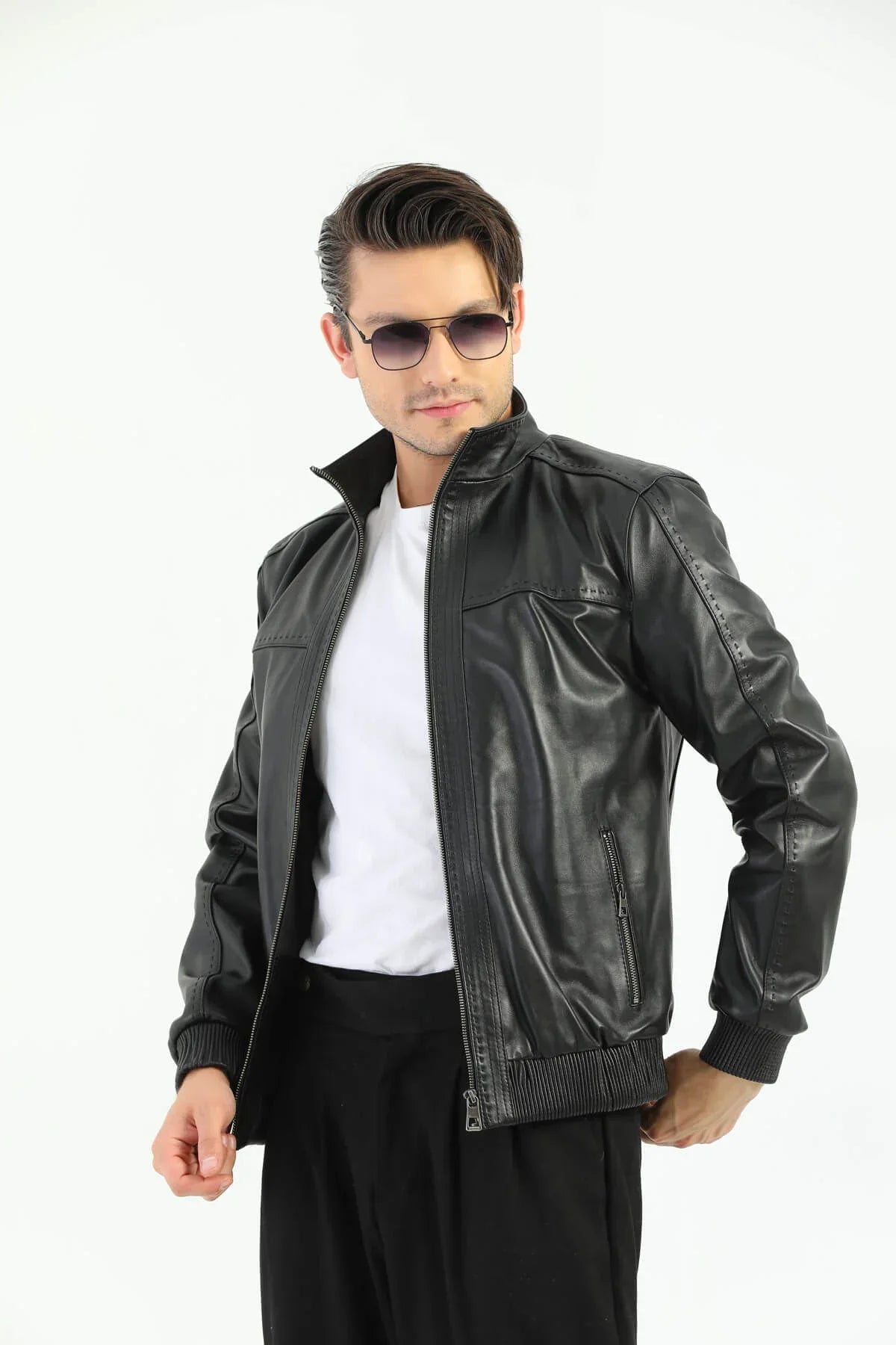 Ace Roslin Black Leather Jacket For Men's