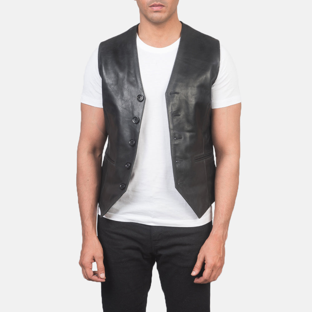 Black Premium Genuine Leather Vest