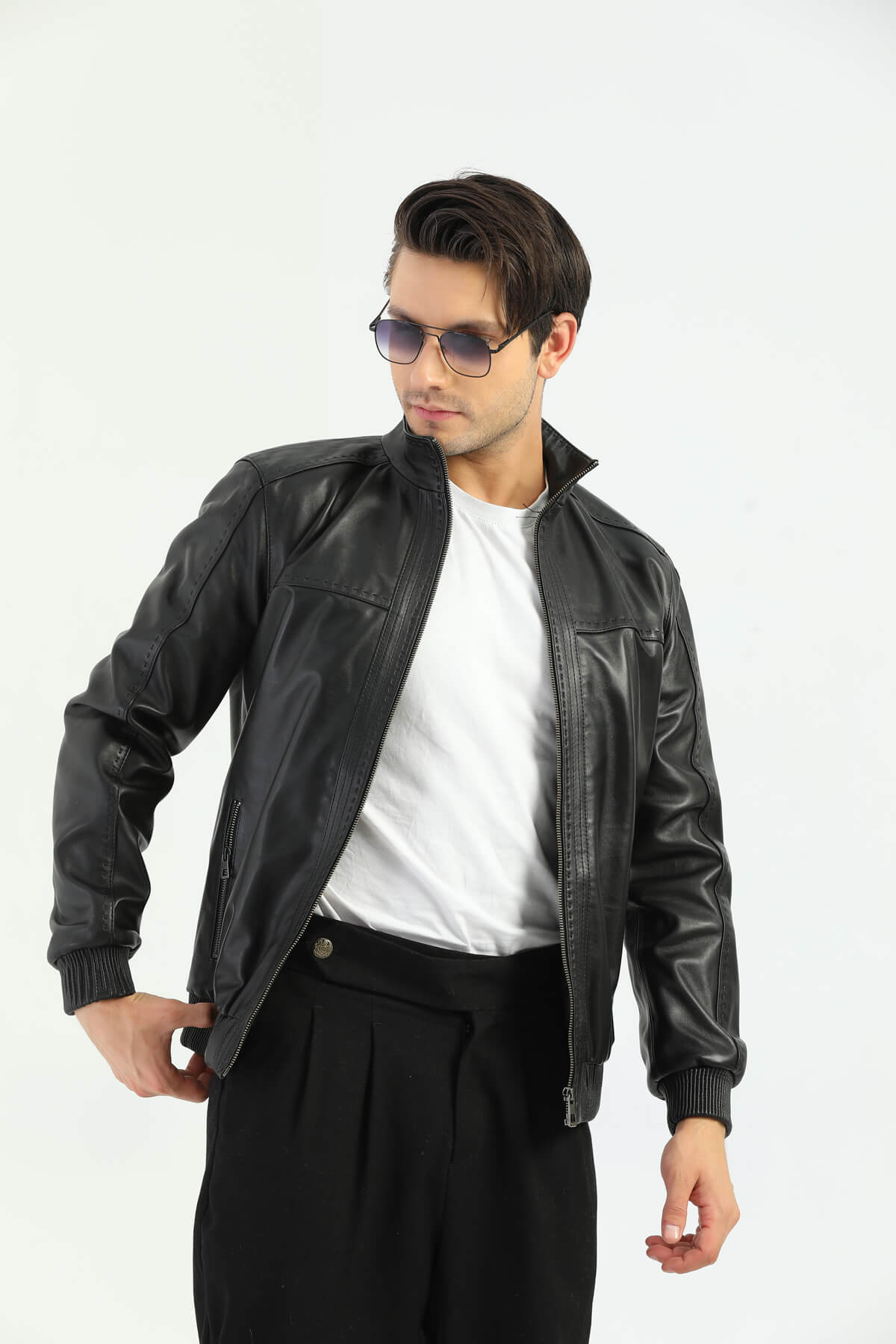 Ace Roslin Black Leather Jacket For Men's
