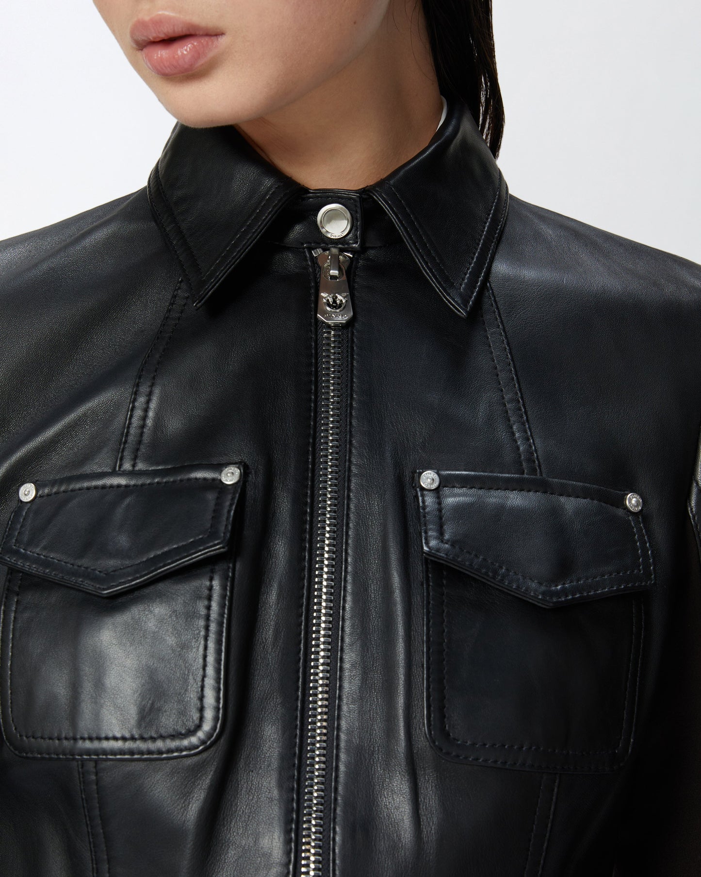 Genuine Leather & Performance Fabric Biker Jacket