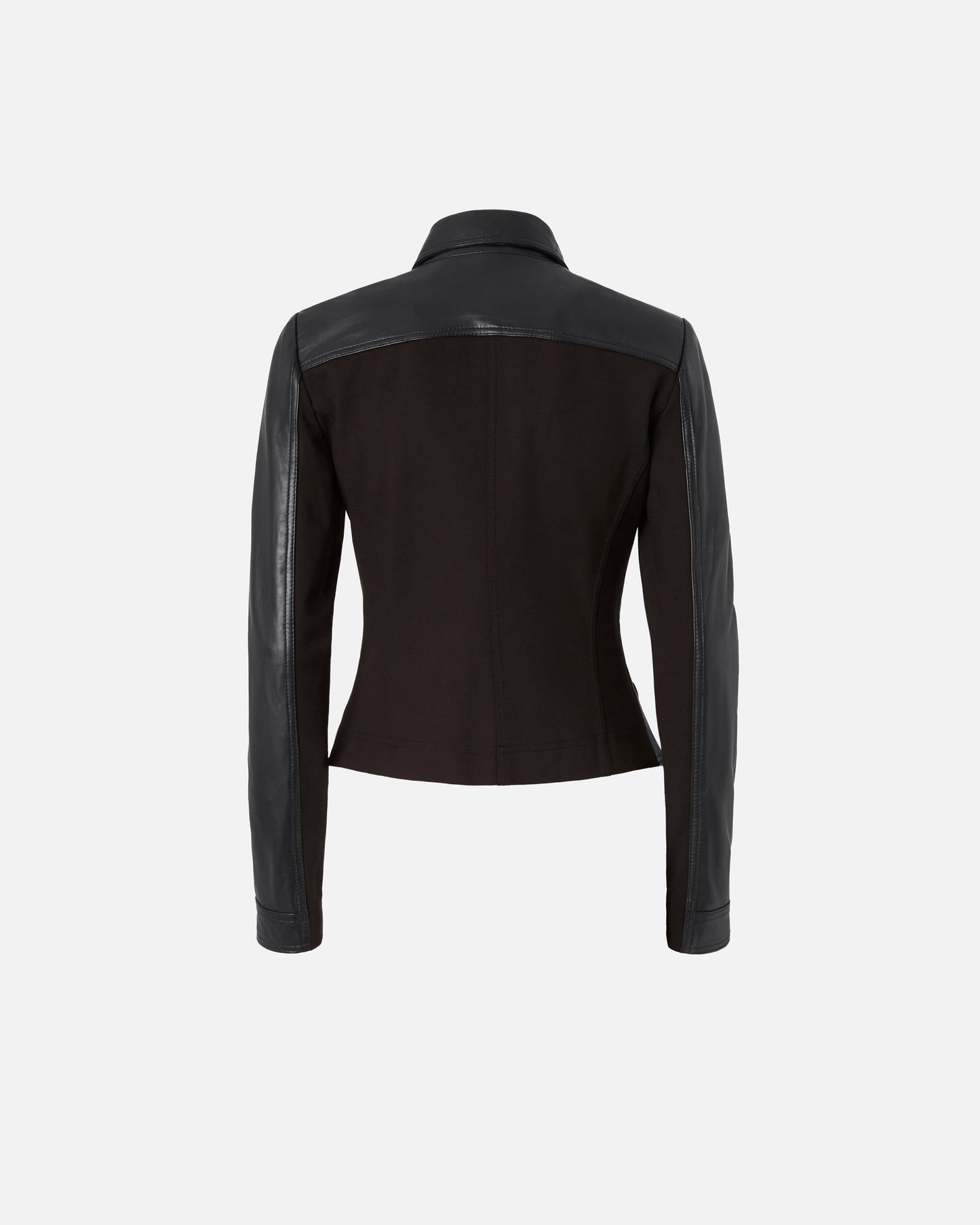 Genuine Leather & Performance Fabric Biker Jacket