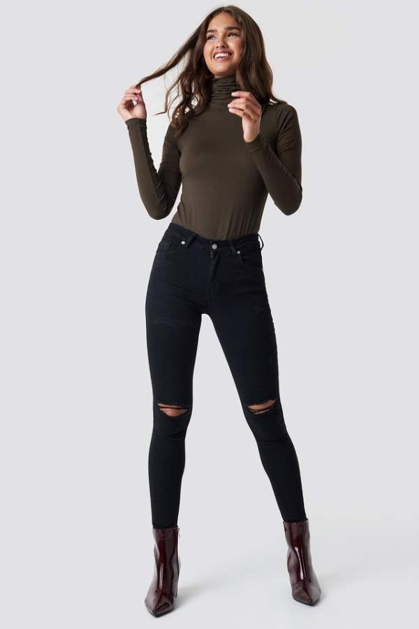 Womens Skinny Fit Mid-Rise Clean Look Stretchable Cropped Jeans