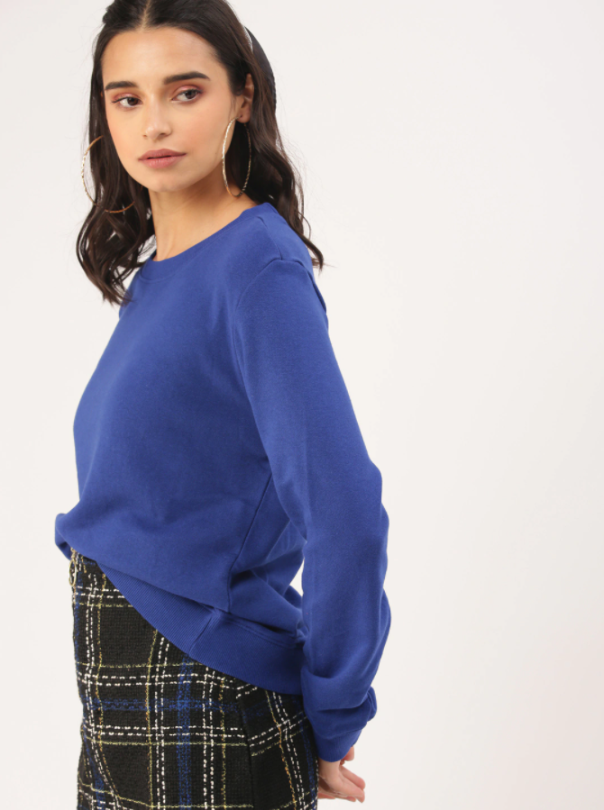 HB INDUSTRIES Women Blue Solid Sweatshirt