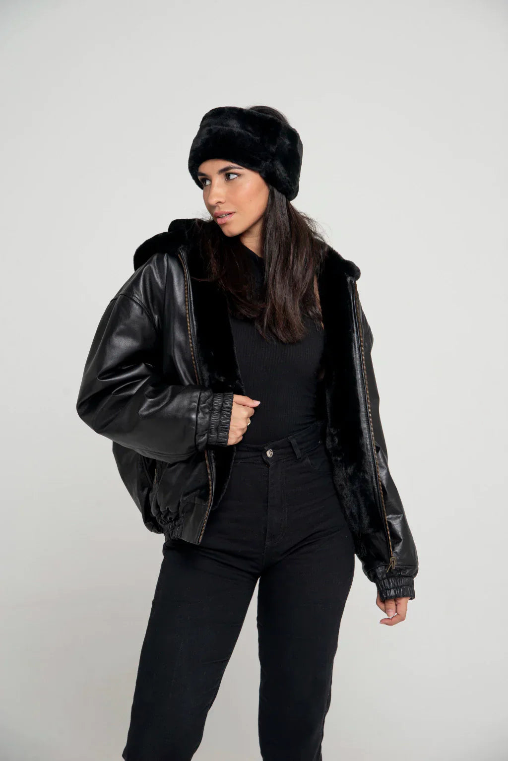 Ace Black Reversible Women Leather Jacket