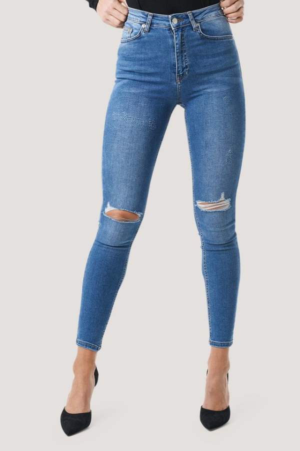 Skinny Fit Mid-Rise Knee Cut Stretchable Jeans