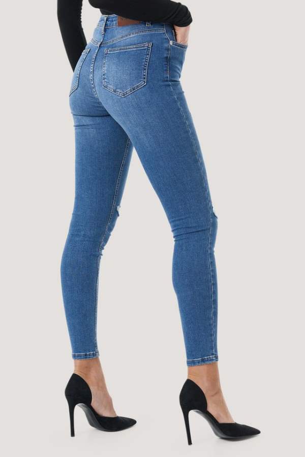 Skinny Fit Mid-Rise Knee Cut Stretchable Jeans
