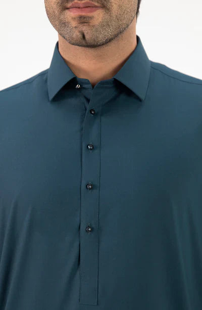 Men's Shirt Collar Shalwar Suit - Teal