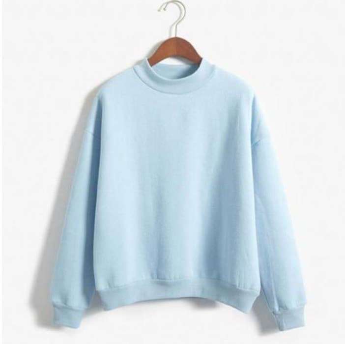 sky blue plain sweatshirt for women