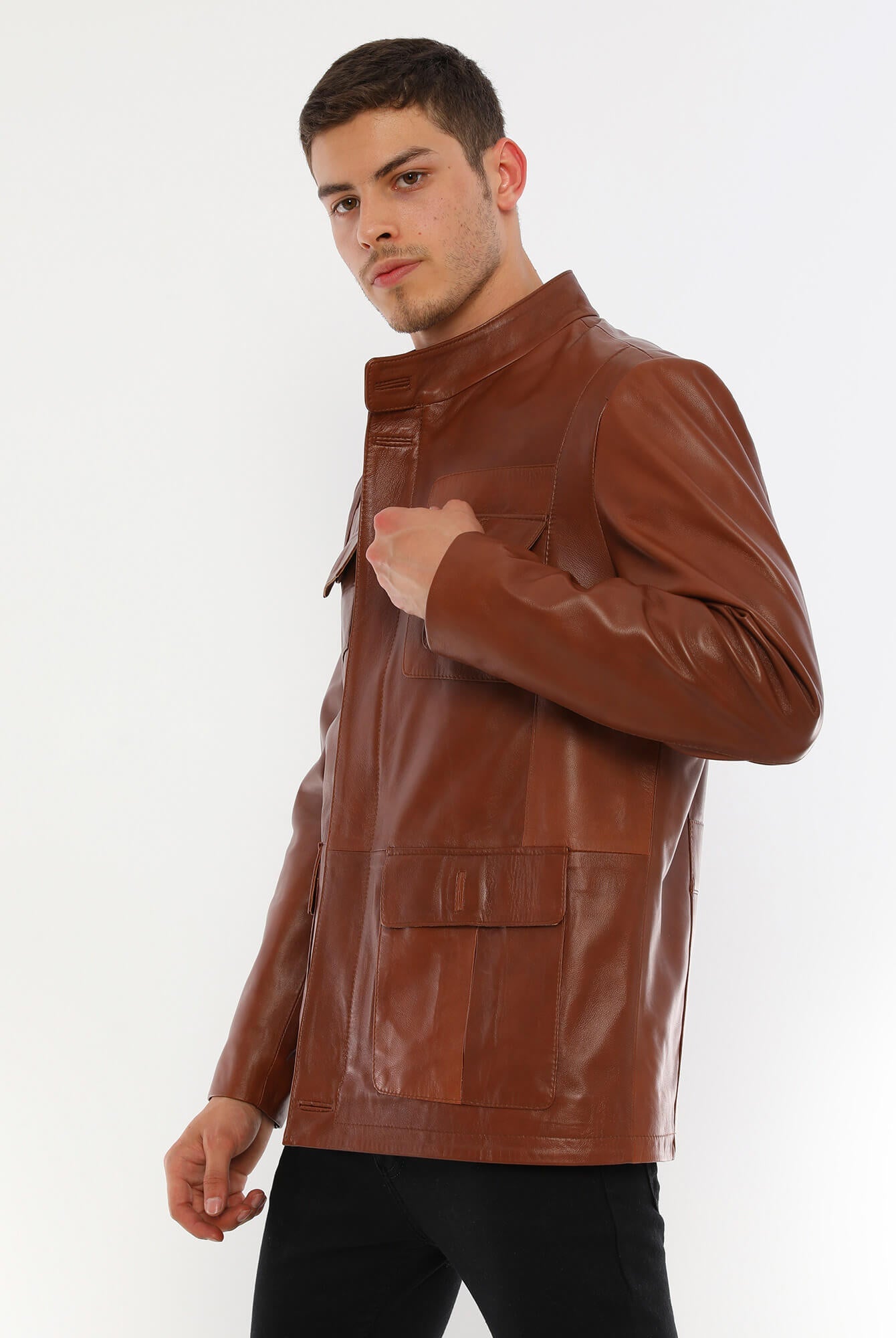 Bernard Tan Leather Jacket For Men