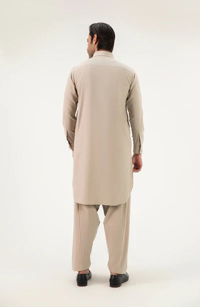 Men's Shirt Collar Shalwar Suit - Sand