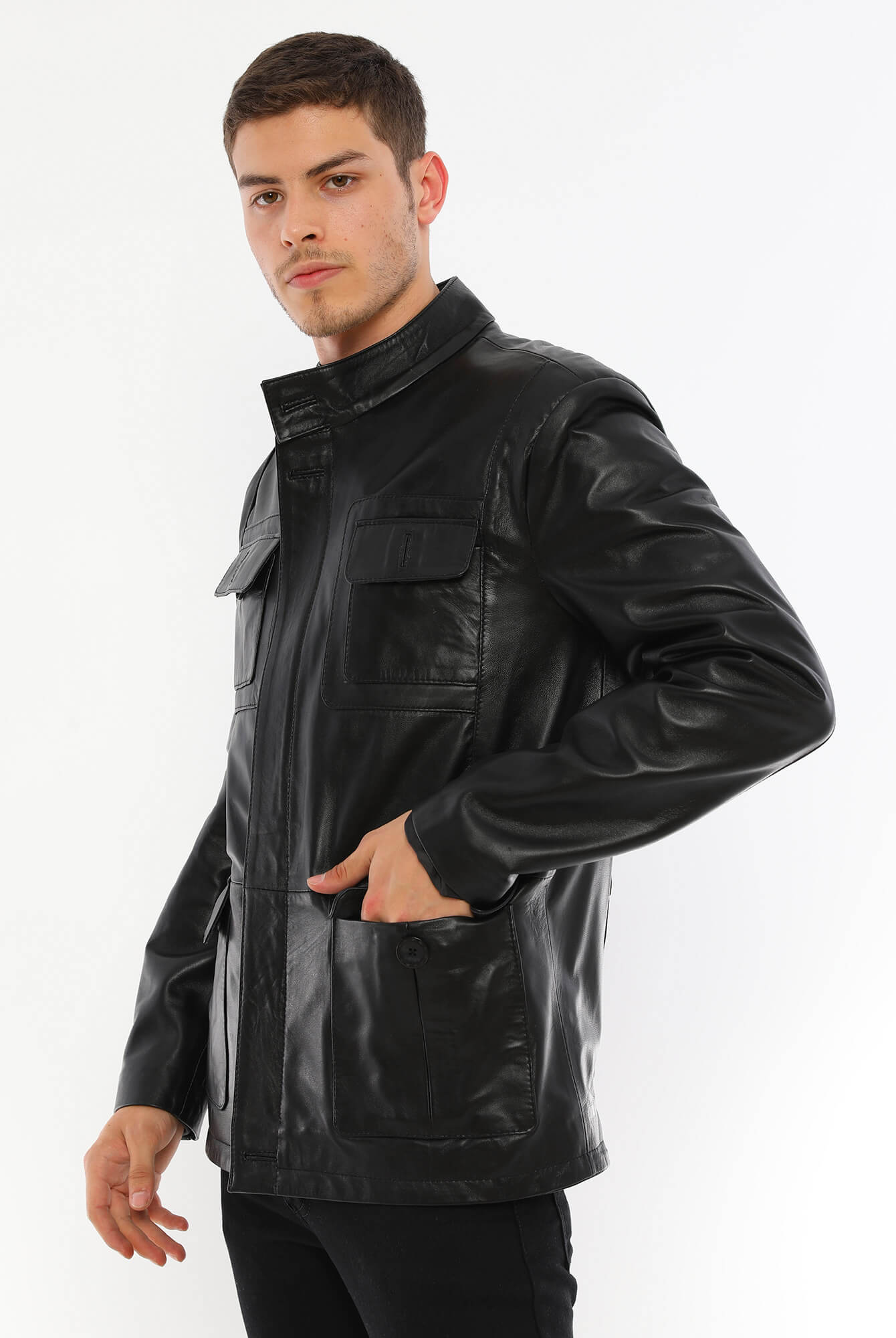 Bernard Black Leather Jacket For Men