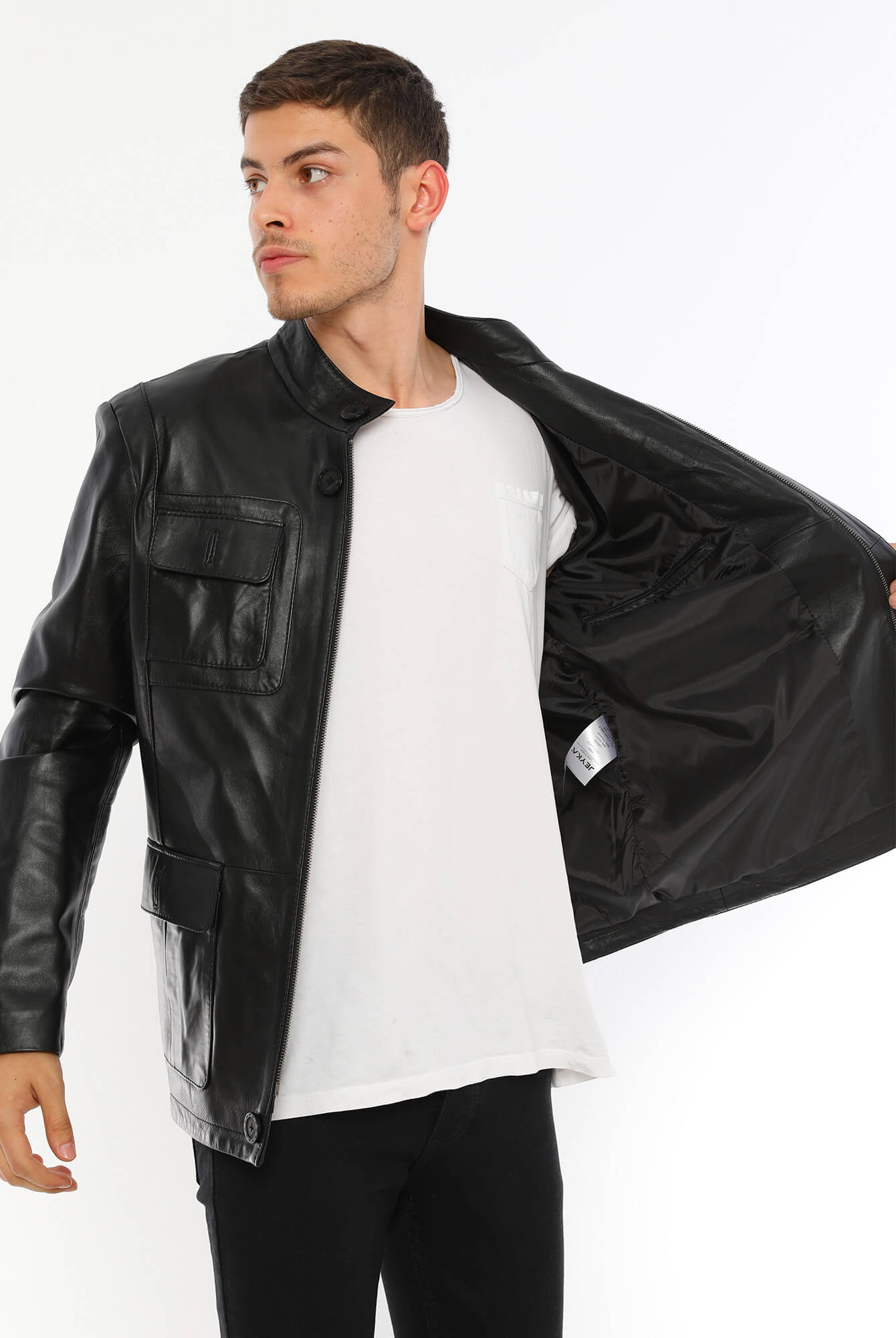 Bernard Black Leather Jacket For Men