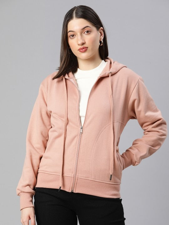 Women Black Solid Training Hooded Rapid-Dry Zipper — Lightweight Athletic Zip Hoodie | DENIMS Pakistan