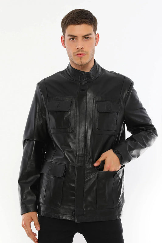 Bernard Black Leather Jacket For Men