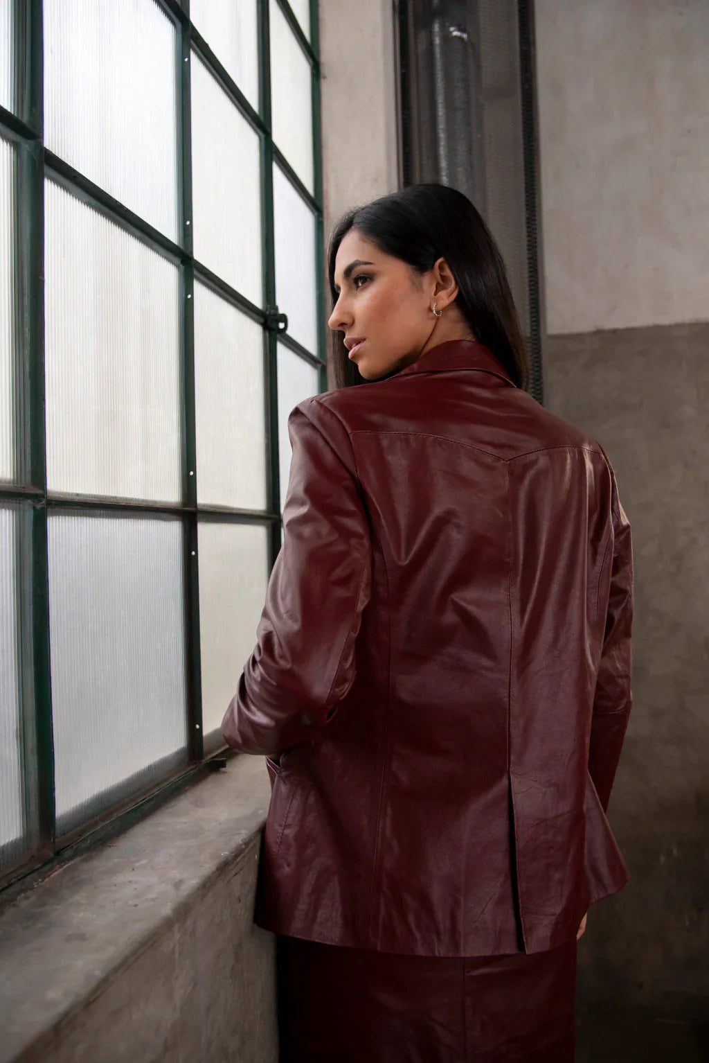 Brown Leather Blazer For Women