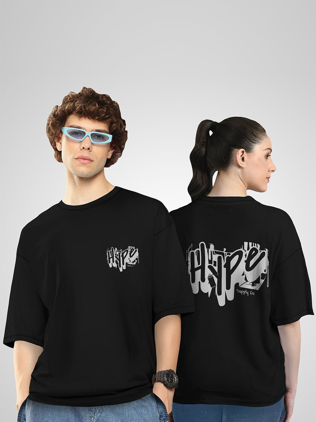 Unisex Twistform Twinny Zone Pack Of 2 HYPE Printed Cotton Oversized T-Shirts – Trendy Streetwear for Men & Women in Pakistan | DENIMS