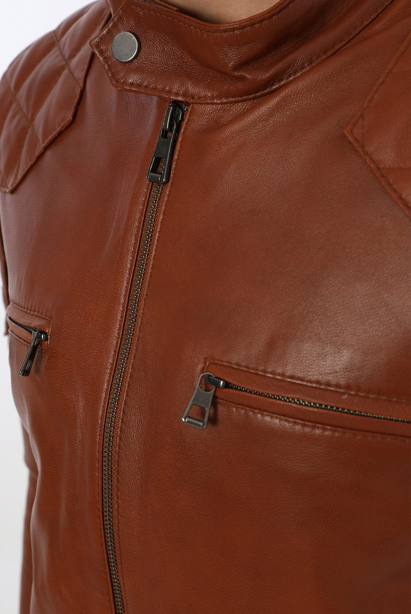 Bruno Tan Leather Jacket For Men