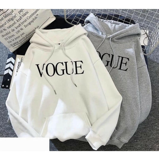 Vogue Printed Fleece Full Sleeves Pull Over Hoodie For Women