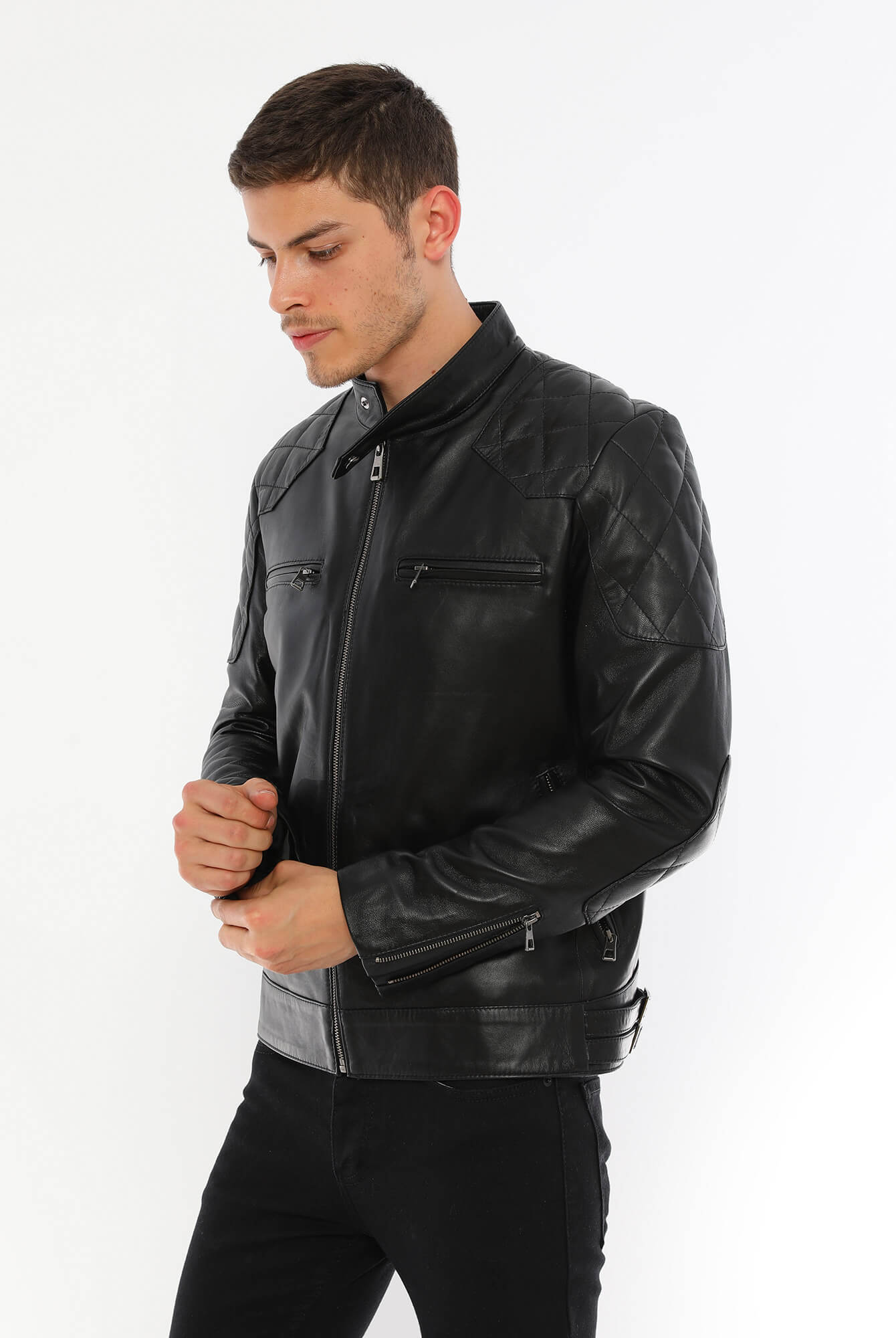 Bruno Black Leather Jacket For Men