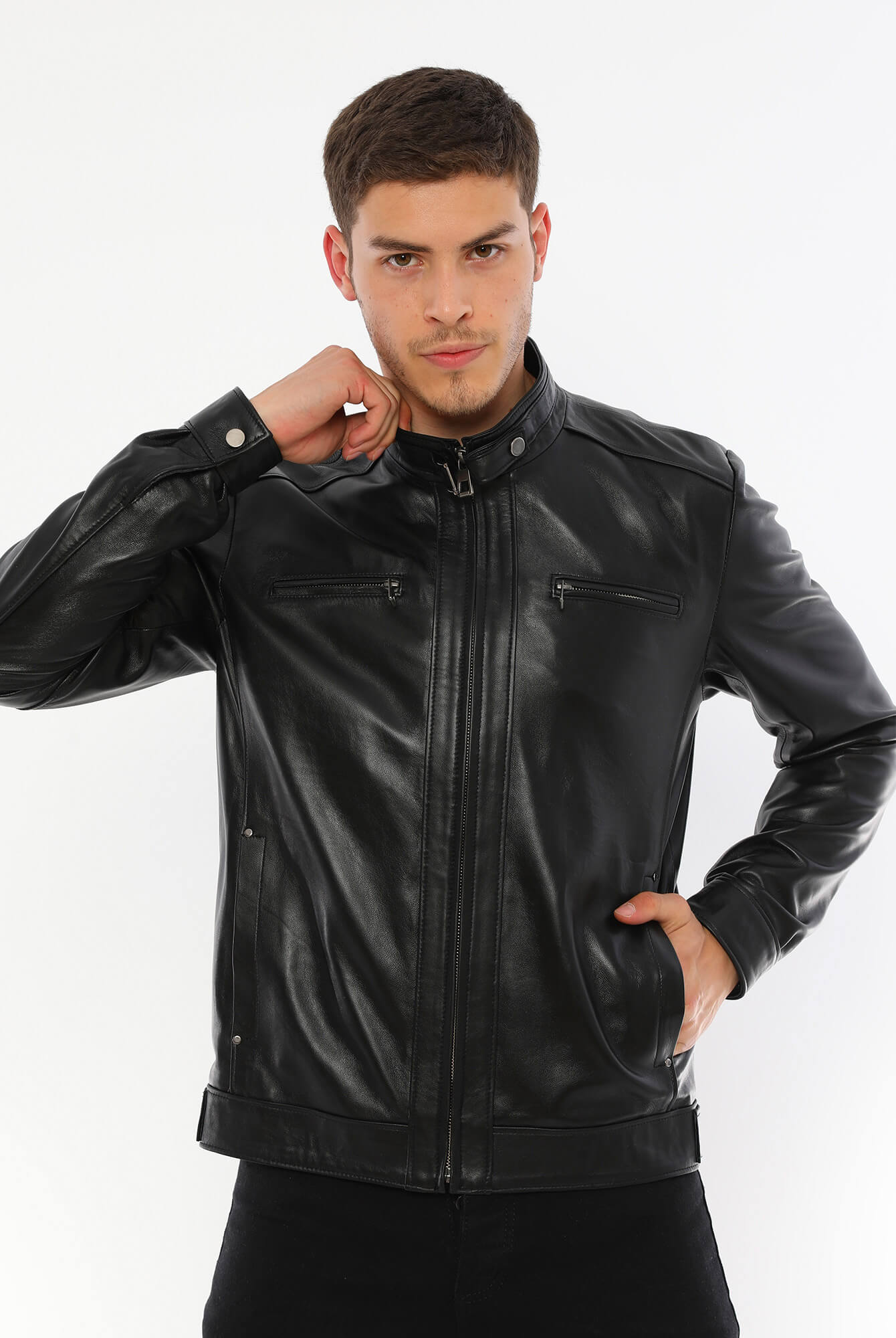 Tom Black Biker Leather Jacket For Men's