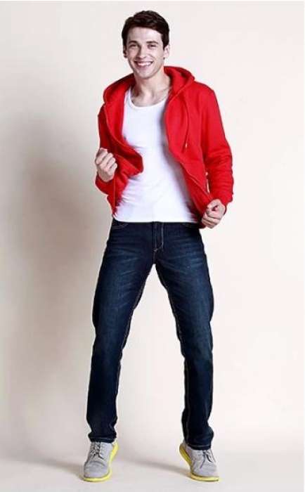 Red Fleece Zipper Hoodie with pockets