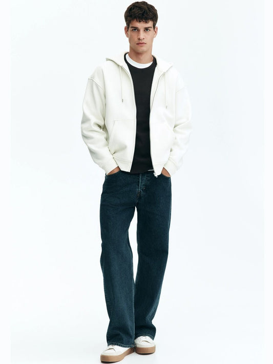 Men Loose Fit Zip-Through Hoodie in Pakistan – Casual Cotton Fleece Sweatshirt