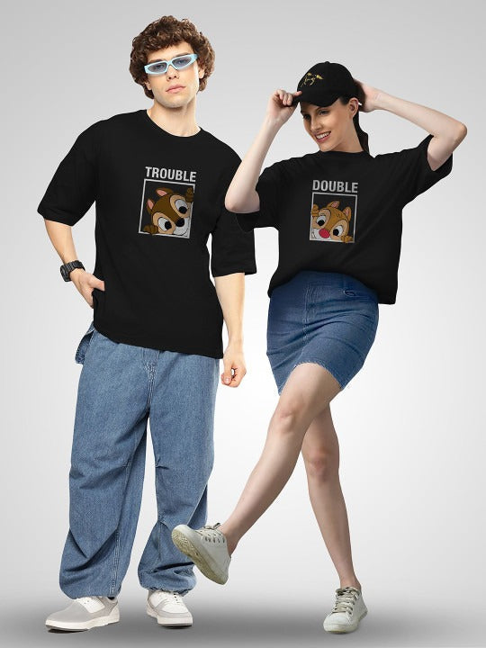 Unisex Twistform Twinny Zone Pack of 2 DTrouble Printed Cotton Oversized T-Shirts – Trendy Unisex Streetwear Tees in Pakistan | DENIMS
