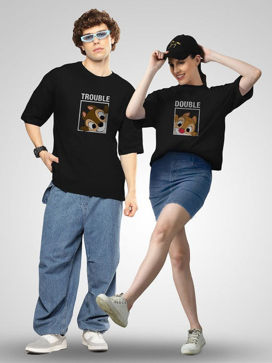 Unisex Twistform Twinny Zone Pack of 2 DTrouble Printed Cotton Oversized T-Shirts – Trendy Unisex Streetwear Tees in Pakistan | DENIMS