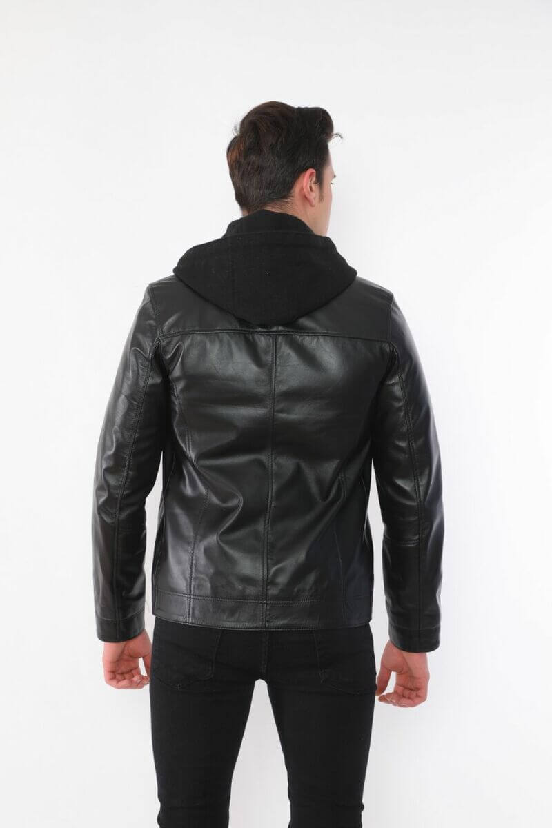 Ace Luca Black Hooded Leather Jacket