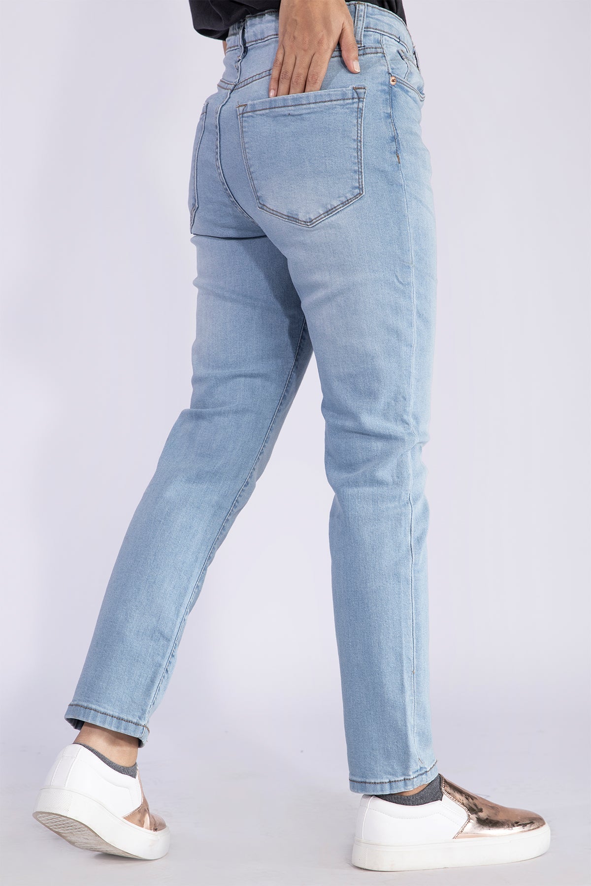 High Rise Ice Blue Skinny Jeans